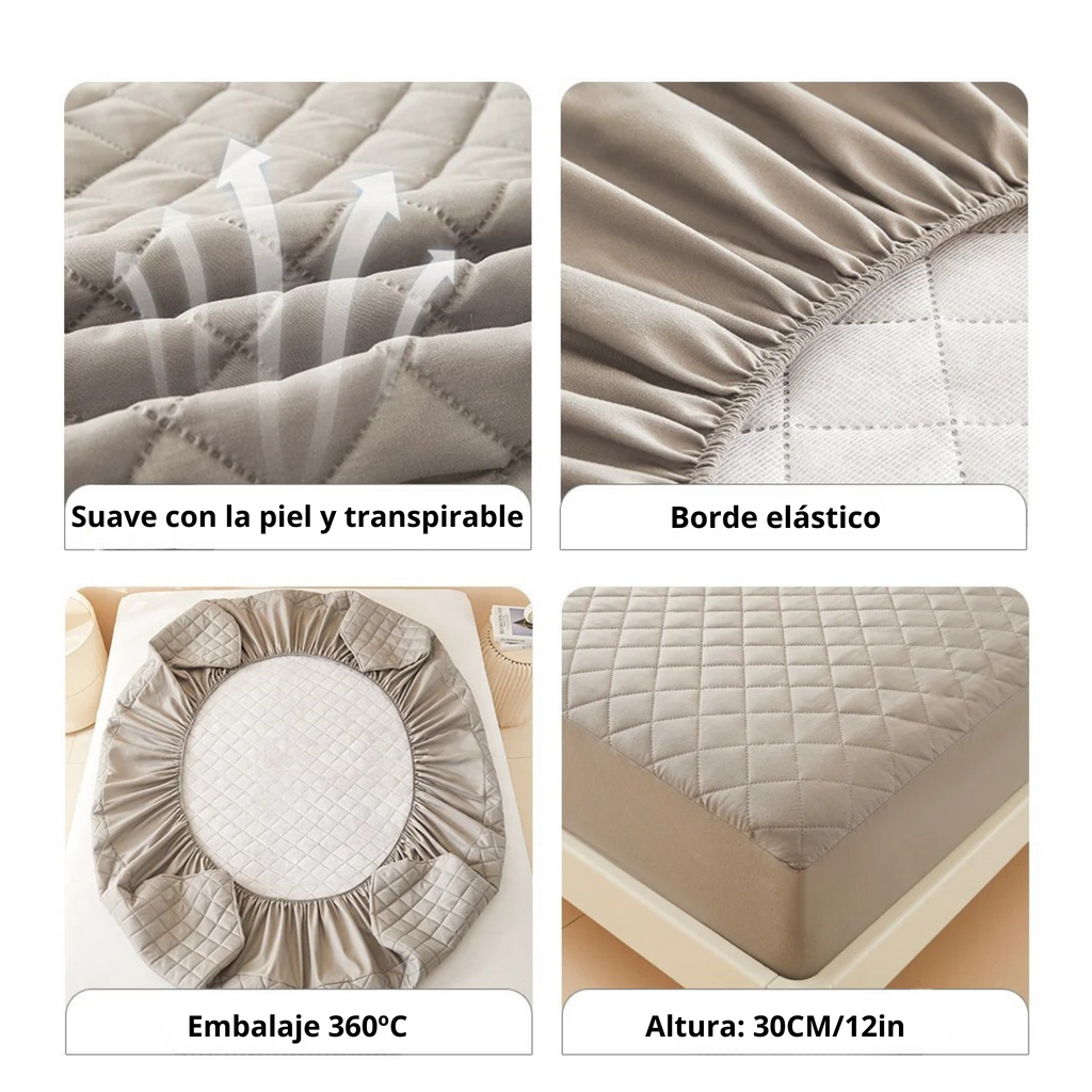 Funda de colchón gruesa, protector de colchón 100 % impermeable, sábana ajustable suave y transpirable.